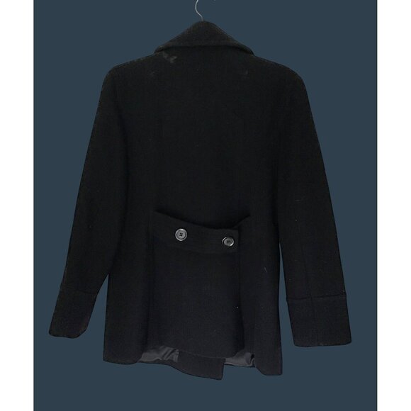 WORTHINGTON- WOMENS BLACK 98% WOOLBUTTON CLOSURE POCKETS COAT JACKET SIZE MEDIUM - Picture 2 of 8